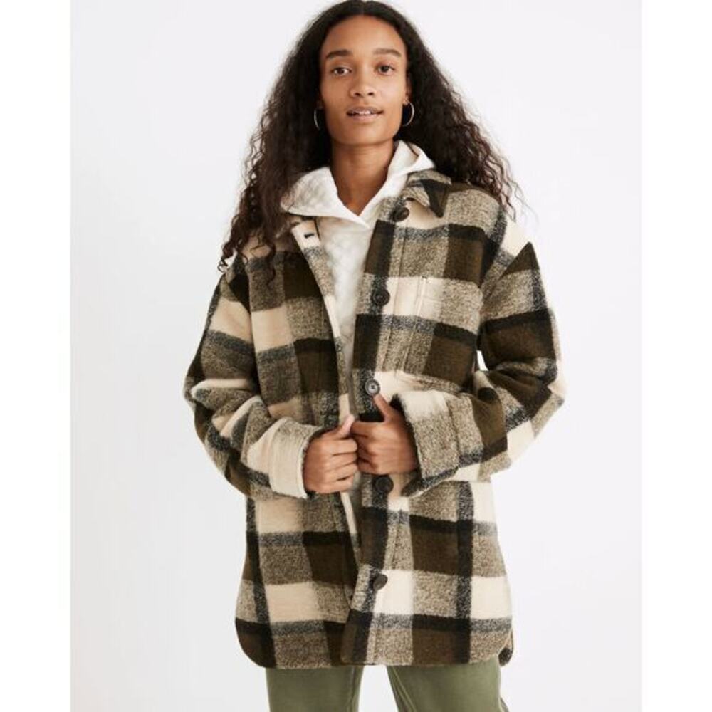 Madewell Belrose Shirt-Jacket in Maran Plaid size M